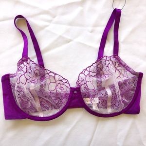 Skarlette Blue 34DD purple bra white lace A21